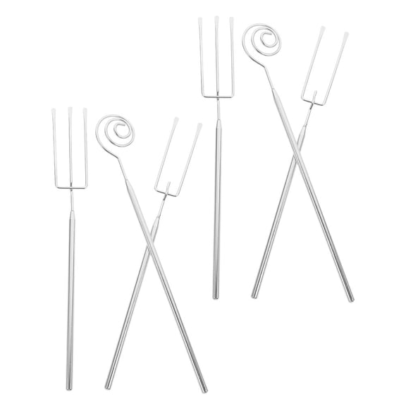 OFFIGAM 6Pcs Plated Silver Stainless Steel Fondue Dipping Forks with Long Handles for Kitchen Use