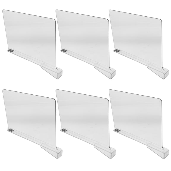 OFFIGAM 6Pcs Transparent Shelf Divider System for Closet Arrangement Dividers for Clothes and Handbags