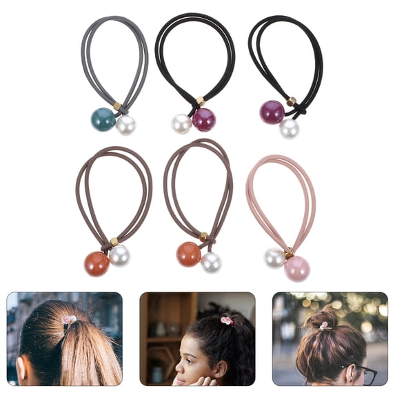 OFFIGAM 6-Pack White Elastic Hair Ties Hair for Women and Girls Suitable for Any Occasion