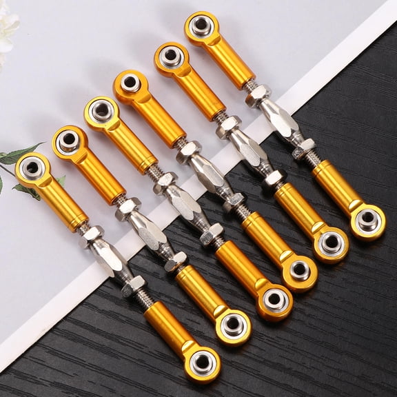 OFFIGAM 6-Piece Yellow Aluminum Turnbuckle Rod Linkage Set for RC Car Upgrades and Machined Replacement Parts
