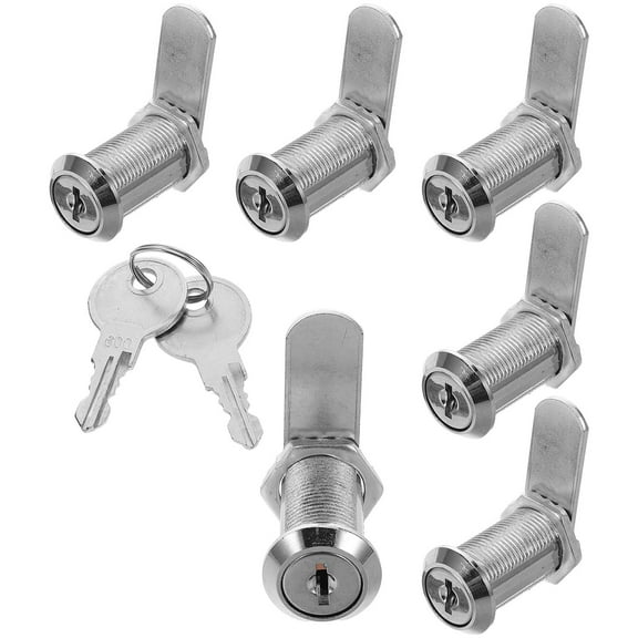 OFFIGAM 6Set Plated Silver Metal File Cabinet Lock with Keys High Security Cam Lock for Desk Drawer Storage Office