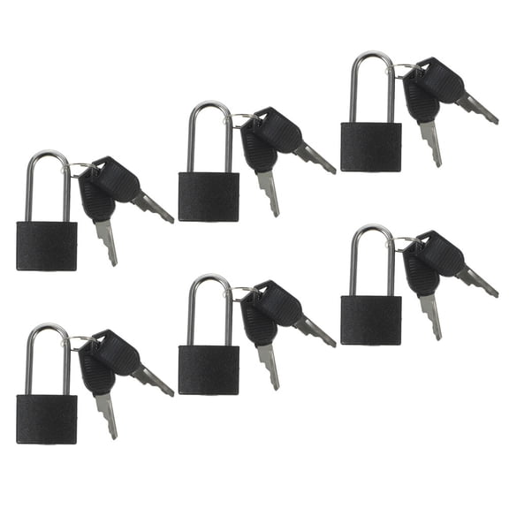 OFFIGAM 6Sets Small Lock with Key Black Metal Padlock for Gym Locker Doors Cabinets and Boxes