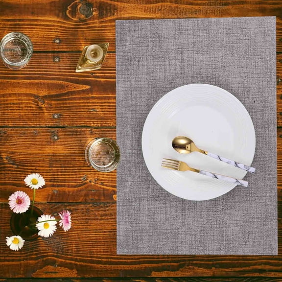 OFFIGAM 6pcs Grey Faux Placemats for Dining Table Indoor Outdoor Use