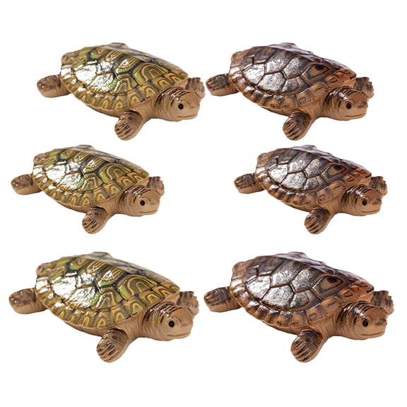 OFFIGAM 6-Pack Resin Mini Turtle Figurines for Fish Tank Floating Decorations and Landscape Aquarium Decor