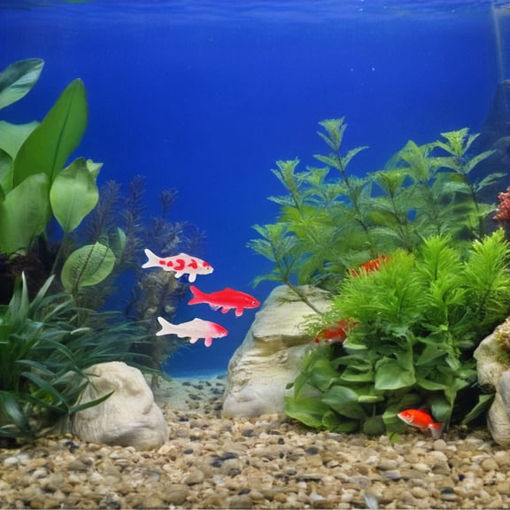 OFFIGAM 6pcs Mini Koi Fish Figurines Assorted Color PVC Aquarium Decorations Realistic Fish Tank Accessories 4.5 cm