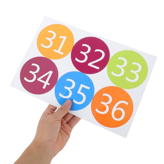 OFFIGAM 6-Pack Multi-Color Peel and Stick Number Stickers, PVC Spot Numbers for Preschool and Classroom Learning