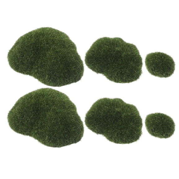 OFFIGAM 6pcs Simulation Moss Stone Foam Green Ornament for Terrariums and Miniature Landscape Projects