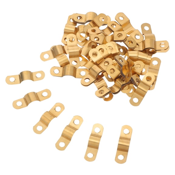 OFFIGAM 70-Piece Golden Copper Pipe Clamp Saddle Style Two-Hole U Brackets for Home Refrigerator Plumbing