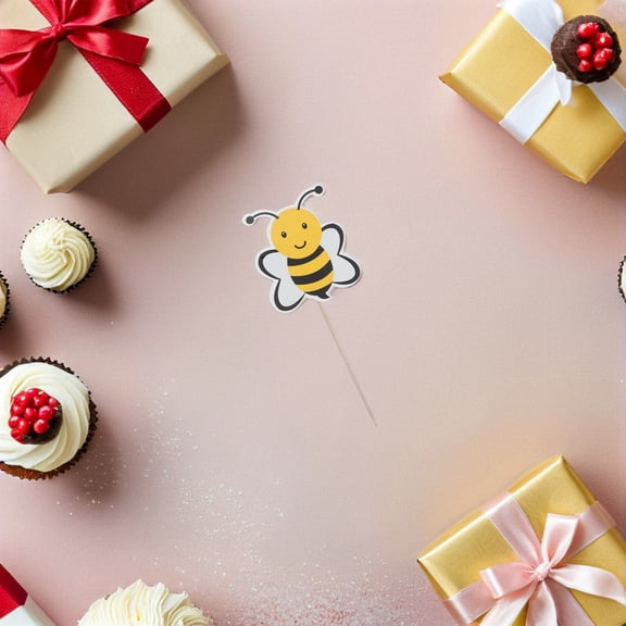 OFFIGAM Themed Cupcake Toppers Yellow Paper Decorations for Birthday Party Supplies 72 Pieces