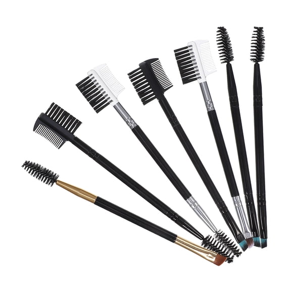 OFFIGAM 7Pcs Black Makeup Brush Set Double End Brushes No Hair Shedding for Professional Use