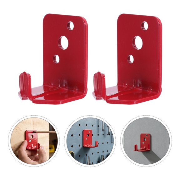 OFFIGAM 8 Pcs Storage Bracket, Heavy Duty Steel Wall Mount Holder, Red Safety Hanger for Garage Shop