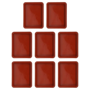 OFFIGAM Dark Red Rectangular Plastic Plant Drainage Trays, Planter Saucers for Indoor and Outdoor Gardening