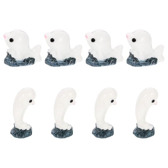 OFFIGAM 8Pcs Mini Resin Ocean Animal Figurines Set with Dolphin Sculpture for Fish Tank Decoration