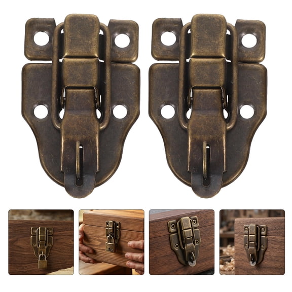 OFFIGAM 8Pcs Small Wood Box Hasp Latches with Metal Buckle Clasp for Jewelry and Storage Boxes Secure Closure