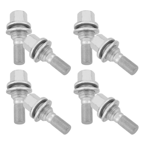 OFFIGAM 8Pcs Universal Plated Silver Wheel Stud Kit Durable Automotive Hub Bolts with Rust Resistant Finish