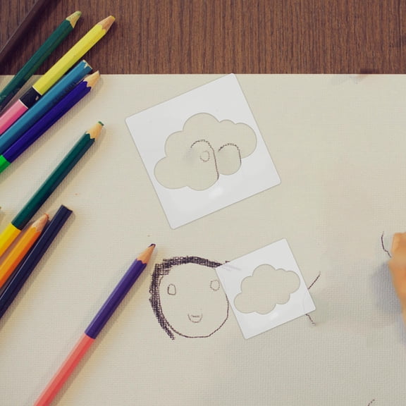 OFFIGAM 8Pcs White Plastic Stencil Kit with Cloud Patterns for Painting Crafts on Walls Wood Canvas and Fabric