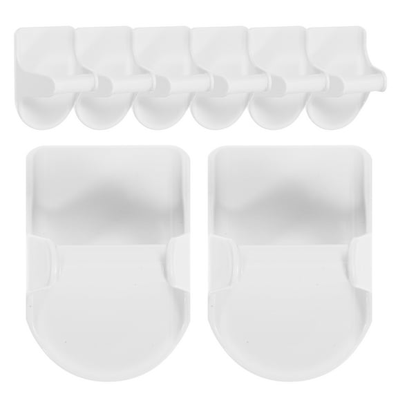 OFFIGAM 8Pcs No Mark Spray Bottle Organizer Hooks White for Wall Mounted Home Storage