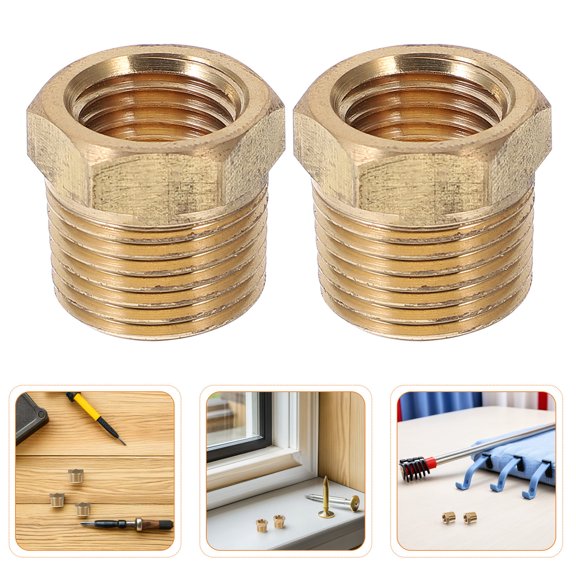 OFFIGAM Hydraulic Brass Adapter, Golden, Npt Threaded, Compact and Versatile, for Water Pipes, 9Pcs