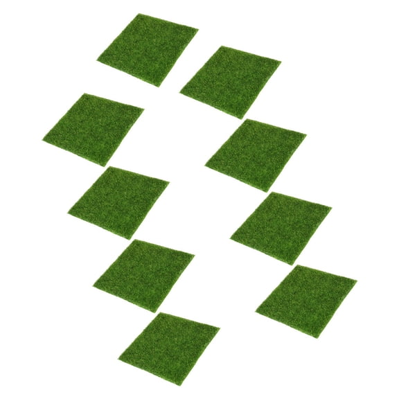 OFFIGAM 9-Piece Realistic Green Artificial Turf Mat Set for Dollhouse, Model, Desktop Display, Miniature Landscaping