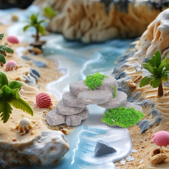 OFFIGAM 9-Piece Resin Rockery Stone Set for Bonsai Accessories, Miniature Garden Decor and Landscaping