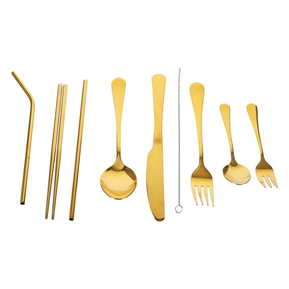OFFIGAM 9-Piece Stainless Steel Utensil Set for Picnic and Outdoor Use, Modern Design, Flatware 8.2x1.7x0.04 Inches