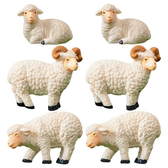 OFFIGAM 9pcs Mini Resin Sheep Figurines Set for Home Decor, Moss Terrarium, Landscape, Bonsai Accessories, Tiny Animal Models