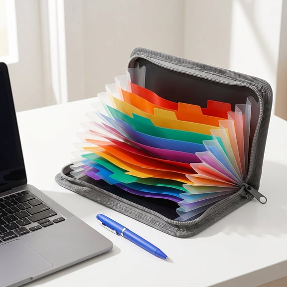 OFFIGAM A6 Accordion File Organizer, Black Plastic Expanding File Folder, Multi-Layer Document Holder for Receipts