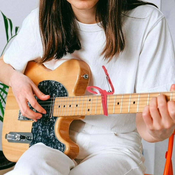 OFFIGAM Aluminum Acoustic Guitar Capo Quick Adjustment Red Color and Lightweight 1 Set