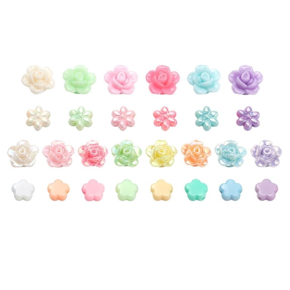 OFFIGAM Acrylic Flower Beads for Jewelry Making, Bracelet Craft Supplies with Assorted Colors and Smooth