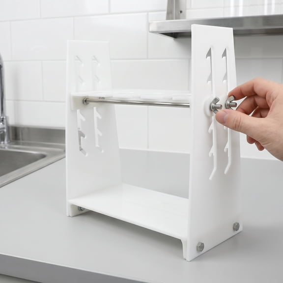 OFFIGAM Heavy Duty Adjustable Height Stand for Glass Separatory Funnels, White Funnel Support Holder for Laboratory Use