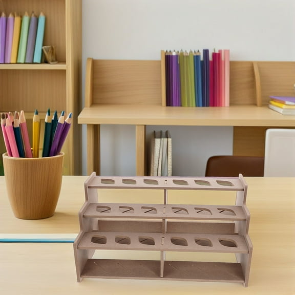 OFFIGAM Khaki Paint Organizer Rack, Wood Fiber Storage Stand for Home, Stable and Neat Creative