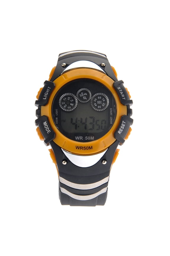 Sports LED Digital Watch with Alarm Stopwatch Timer, Yellow Design, Model A5106 for Active Lifestyle