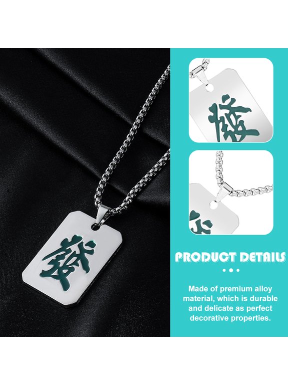 Alloy Mahjong Necklace Pendant with Smooth Surface and Chic Chinese Design