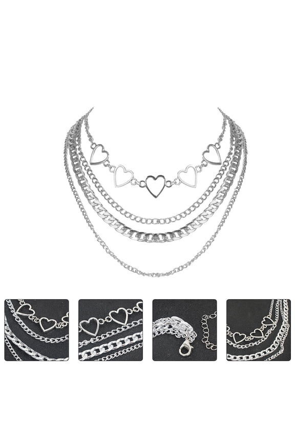 Chain Necklace Women Heart Shaped Simple Clavicle Chain 1Set