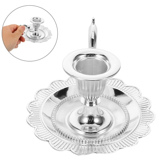OFFIGAM Retro Metal Candle Tray Silver Antique Design for Decor