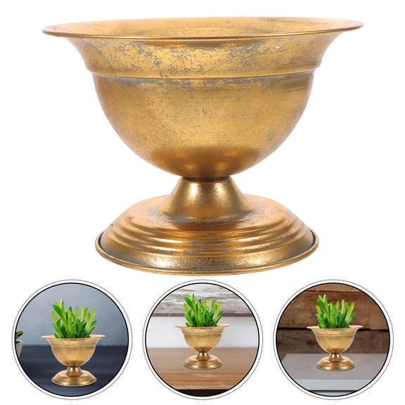 OFFIGAM Antique Trumpet Vase Golden Iron for Flower Arrangements Vintage Elegance