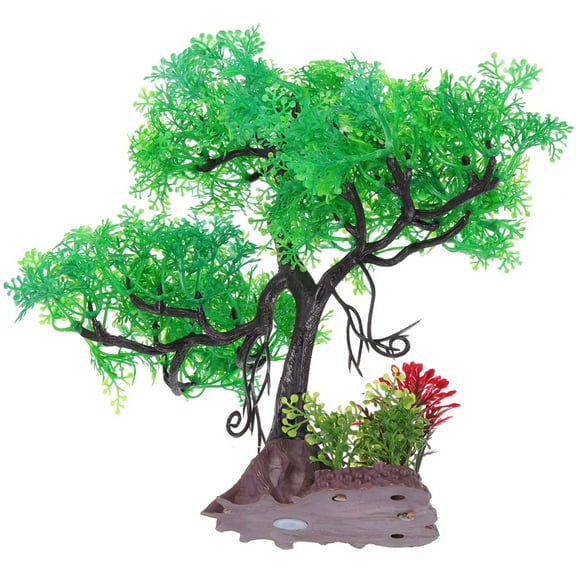 OFFIGAM Artificial Fish Tank Plants for Decor Lifelike Green Plastic Tree Provides Hiding Place 18 Inch