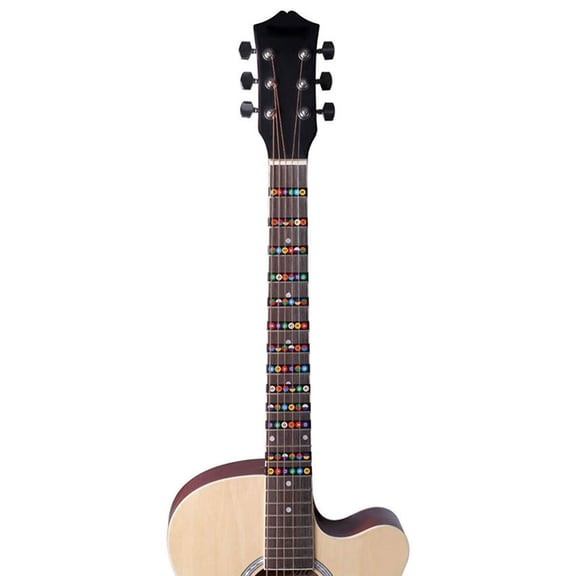 OFFIGAM Assorted Color Guitar Fretboard Notes Stickers for Beginners, PVC , Easy to Remove, Guitar Trainer Accessory