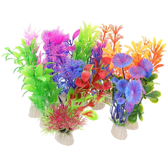 OFFIGAM Assorted Color PVC Aquarium Plants, Realistic Fish Decorations, Artificial Water Grass for Aquatic Supplies