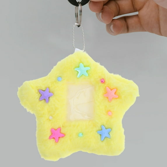 OFFIGAM Set of 6 Plush Star Keychain Card Holders for Credit Cards, ID Badges, Photo , and Easy Carry