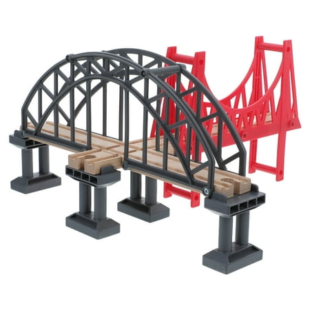 OFFIGAM Wooden Train Bridge Model in Assorted Colors for Home Railway Track Expansion and Fun