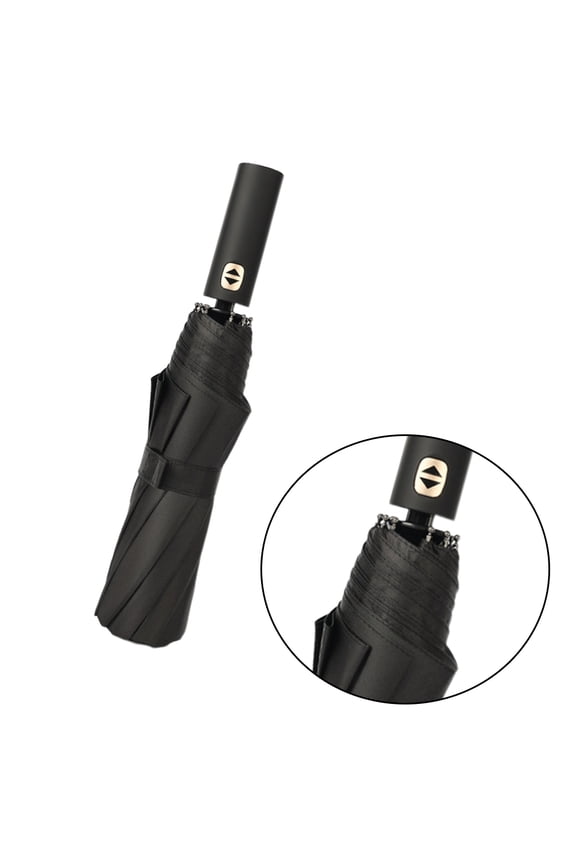 Black Automatic Umbrella with Strong Ribs Portable for Rain and Sun