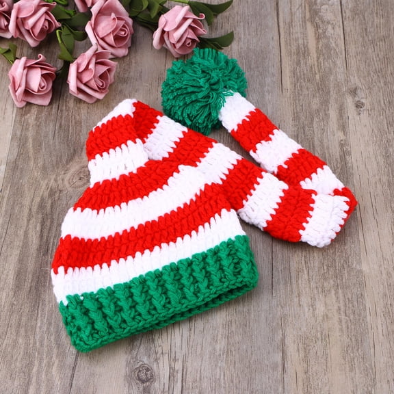 OFFIGAM Infant Caps Baby Knitting Hat Woolen Yarn Long Tail for Christmas 1Pcs