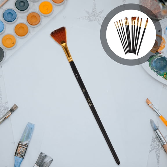 OFFIGAM 12-Piece Black Painting Brush Set for Back to School Art Projects and Creative Painting