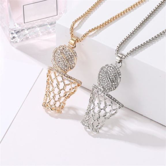OFFIGAM Basketball Hoop Pendant Necklace for Men, Stylish Alloy Chain Sports Jewelry Gift for Basketball and Fans