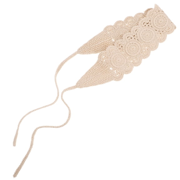 OFFIGAM Beige Cotton Crochet Bandana Head Wrap with Wide Design for Versatile Use