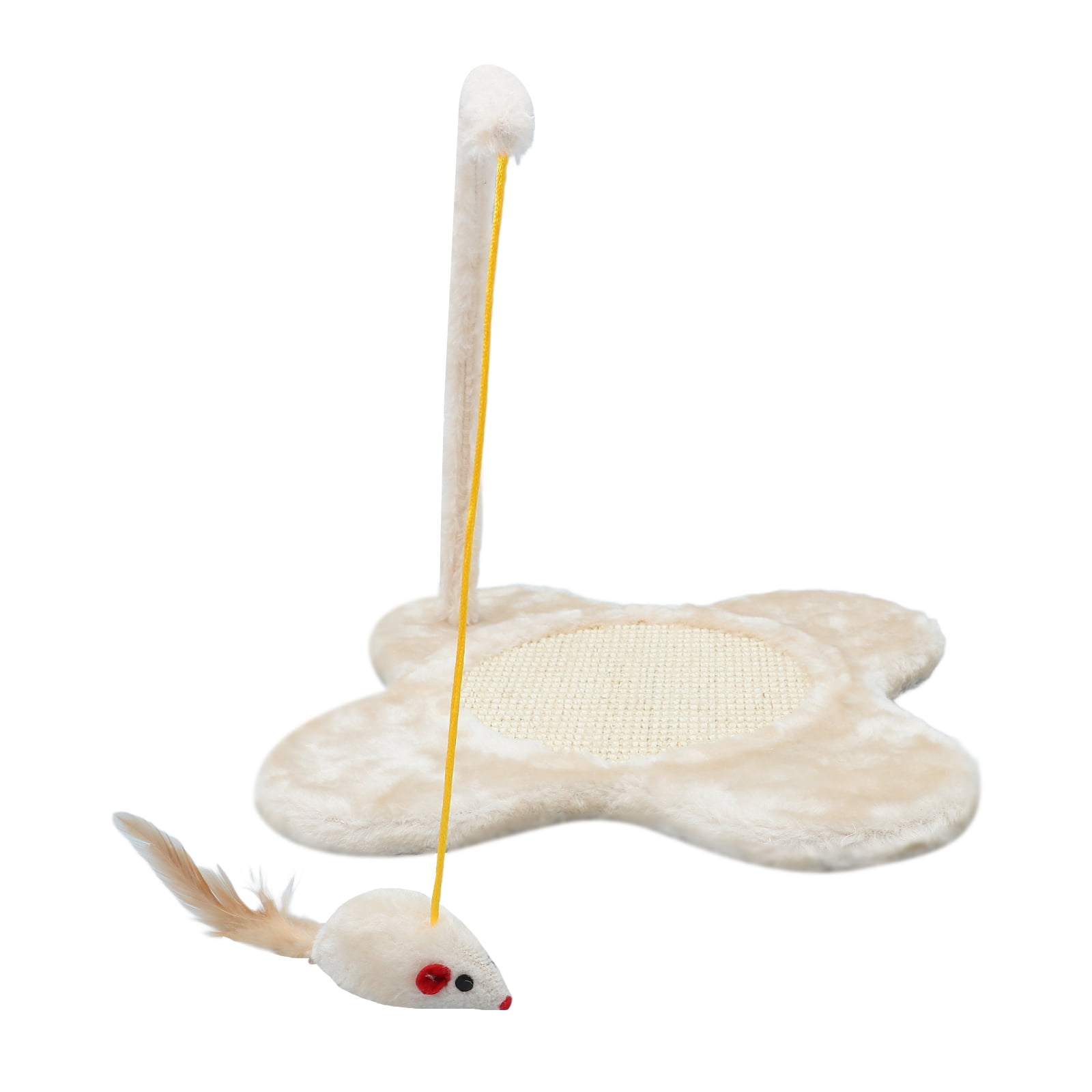 OFFIGAM Beige Plush Cat Toy Mouse for Indoor Kittens and Cats, Soft Interactive Pet Toy Set