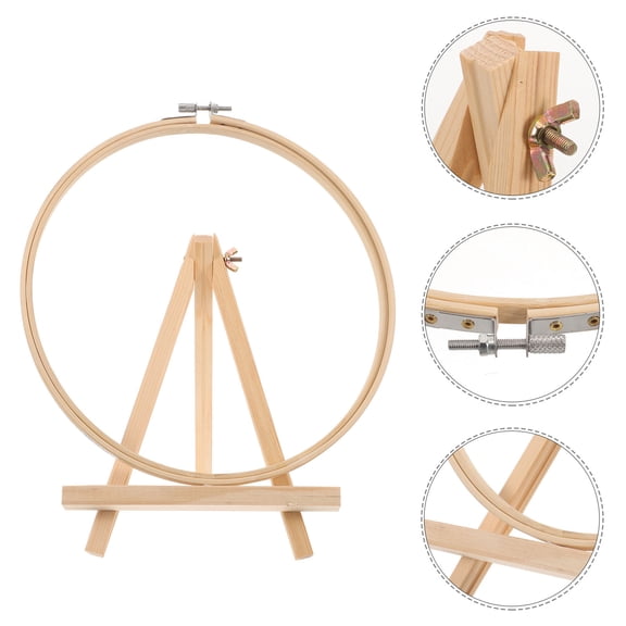 OFFIGAM 8 Inch Beige Wood Cross Frame Embroidery Hoop for Crafting and Multifunctional Decoration