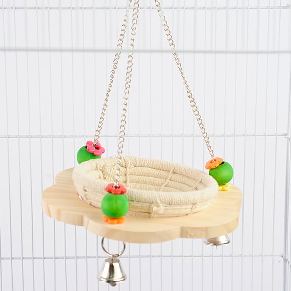 OFFIGAM Wooden Bird Swing Stand for Birds and Small Pets Encourages Balance Coordination and Active Play