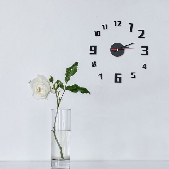 OFFIGAM Black Acrylic Wall Clock with Silent Sweep Second Hand, Easy to Read for Bedroom and Kitchen Decor